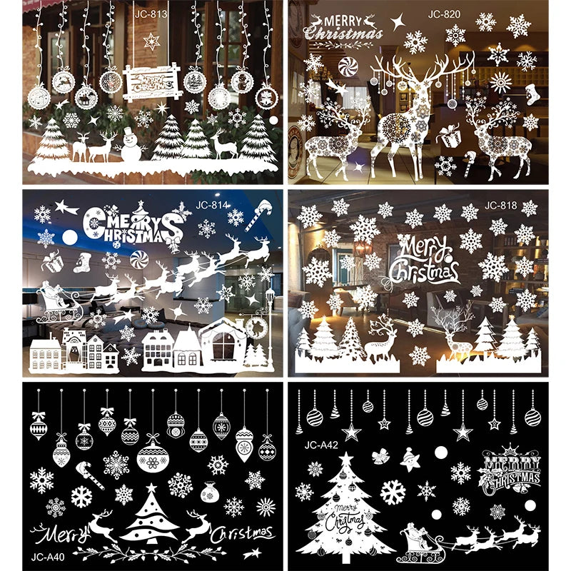 Christmas Window Sticker Merry Christmas Decorations For Home 2024 Cristmas Ornament Xmas Navidad Natal Gifts New Year 2025